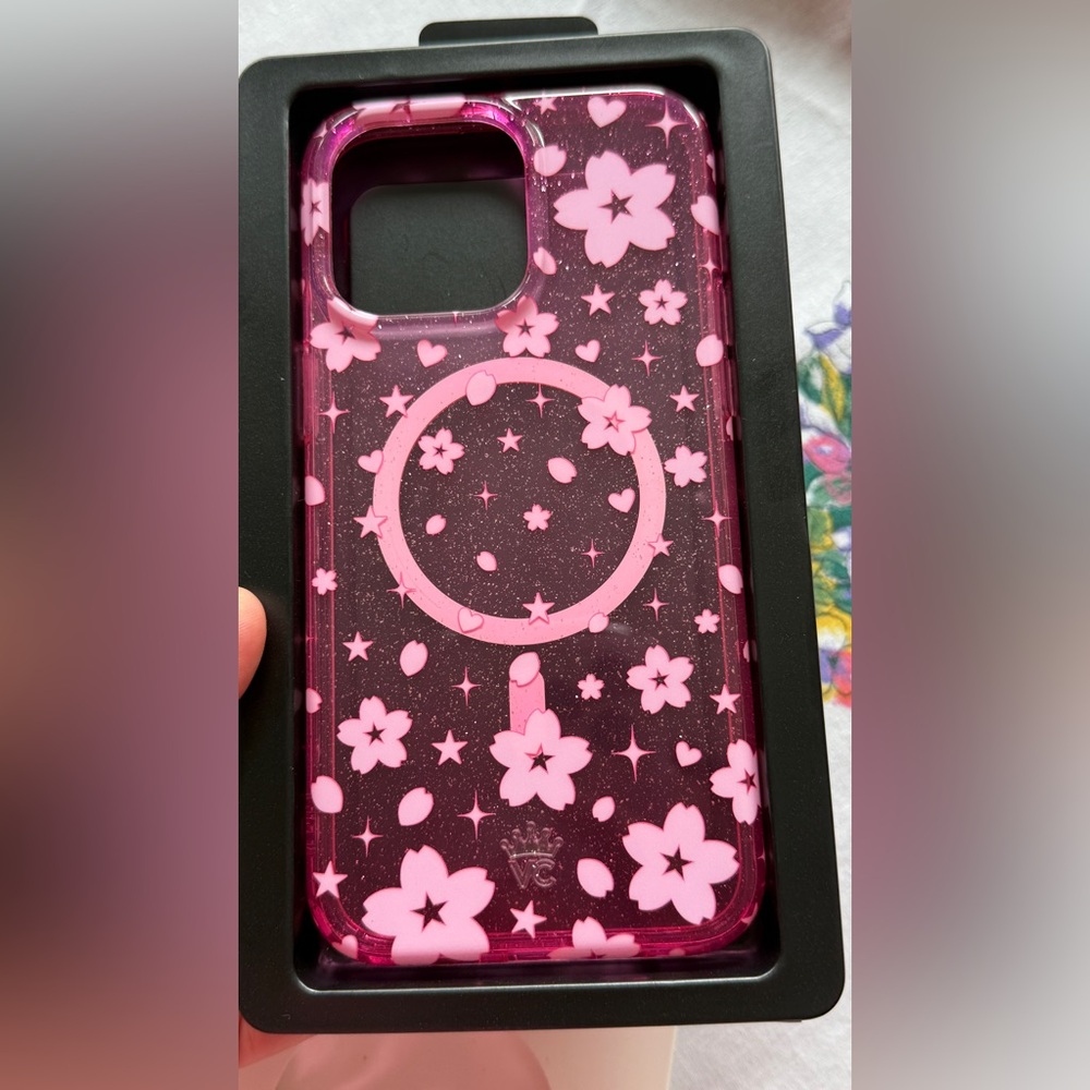 Velvet Caviar Cherry Blossom Glitter iPhone 15 pro max Case